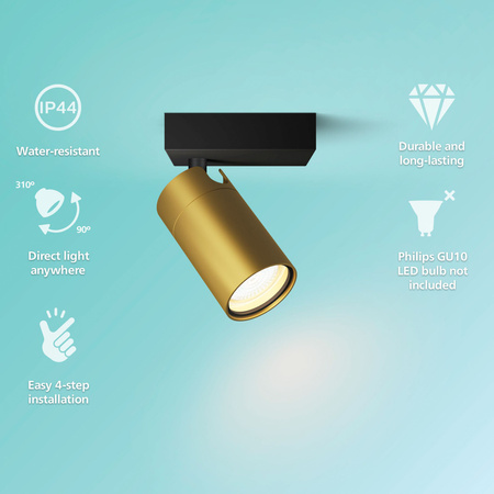 Lampa Ścienna Kinkiet GU10 IP44 Miedziany-Czarny Kosipo Philips