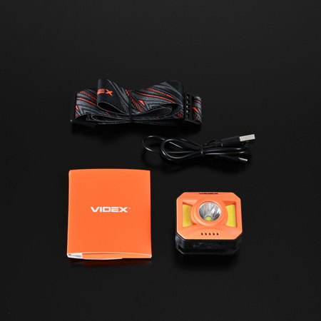 Latarka Czołowa Akumulatorowa LED 5W 400lm 8 Trybów Pracy USB-C Wodoszczelna IP65 Videx