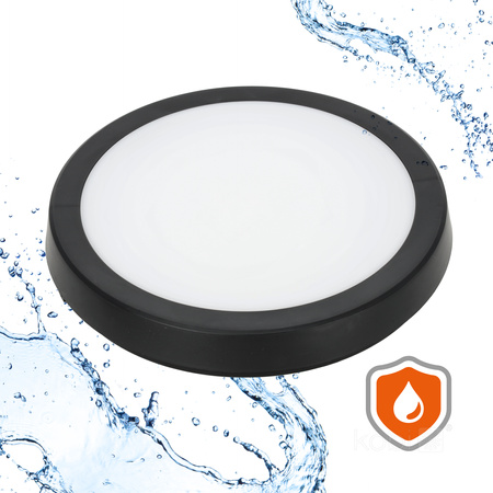 Plafon LED Łazienkowy Sufitowy Natynkowy 24W 2280lm 4000K 120° z Czujnikiem Ruchu i Zmierzchu Czarny IP65 Nairos Kobi