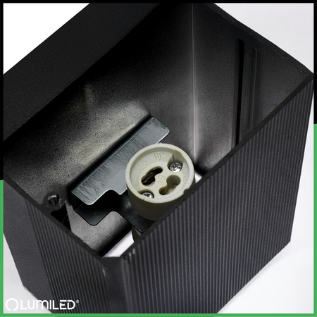 Lampa Ogrodowa Kinkiet Elewacyjny góra dół GU10 Czarny PROTEA LUMILED