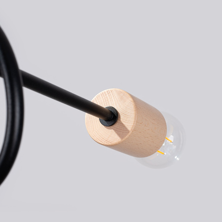 Lampa Sufitowa Żyrandol Pająk Wisząca 5x E27 Naturalne Drewno Czarna Ember Peach Puff SL.1478 Sollux