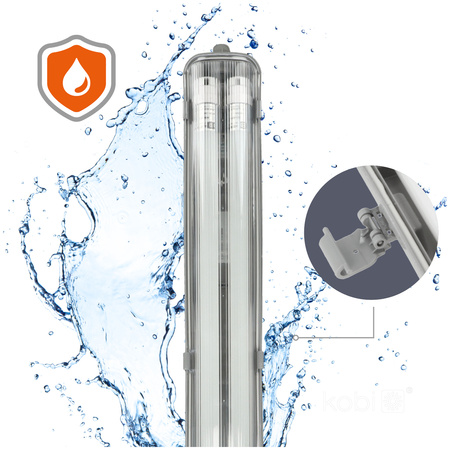 Zestaw Lampa Oprawa Hermetyczna Przemysłowa G2 + 2x Świetlówka LED T8 18W 120cm 6500K Zimna IP65 Kobi