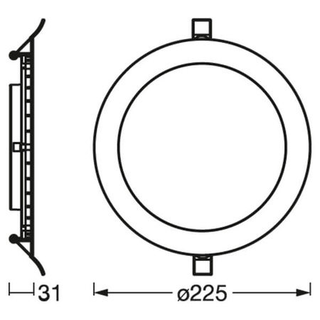 Panel LED Podtynkowy Oprawa Sufitowa DOWNLIGHT SLIM 22W 2000lm 6500K Zimna 22.5cm LEDVANCE