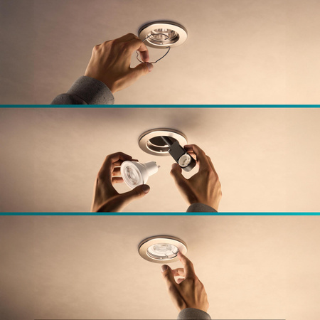 5x Oprawa Podtynkowa Wpuszczana LED GU10 Stała Aluminiowa Okrągła Nikiel Peridot Philips