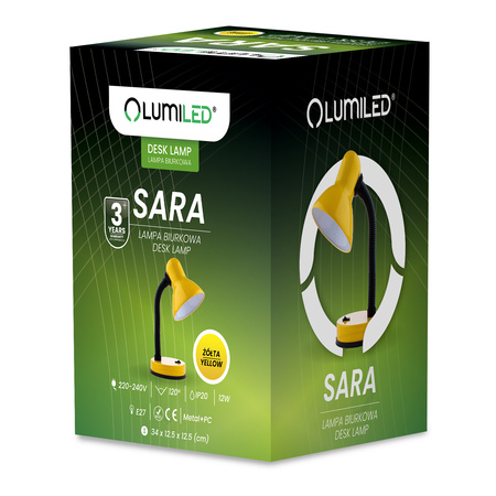 Lampka Biurkowa Stołowa Regulowana SARA Szkolna Nocna E27 Żółta LUMILED