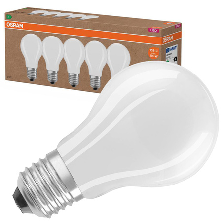 5x Żarówka LED A60 E27 7.2W = 100W 1521lm 2700K Ciepła 300° Filament CLASSIC ENERGY EFFICIENCY Osram