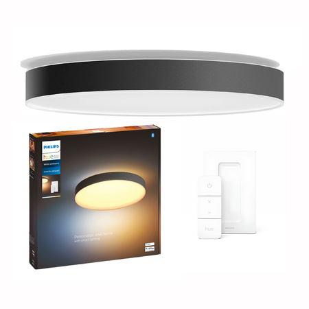 Lampa Sufitowa Plafon LED Enrave Czarny 48W 55cm CCT PHILIPS HUE Bluetooth + Przełącznik Dimmer Switch