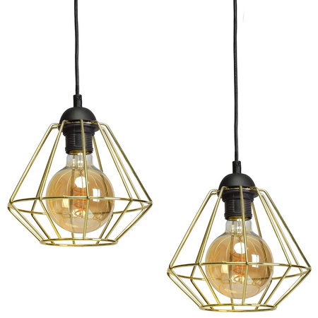 Lampa wisząca LUPO 3xE27 Geometryczny Kształt Loft Czarna Złota MLP6271 Milagro Metal