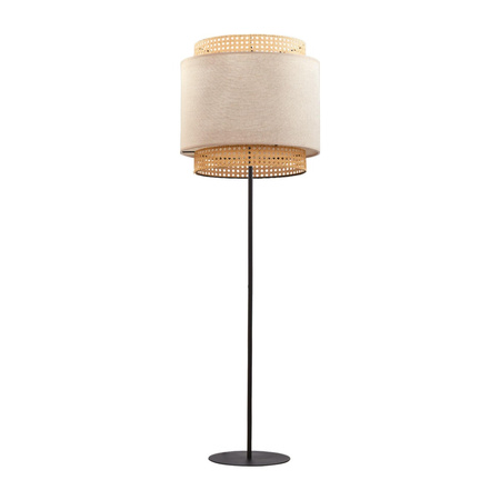 Lampa Podłogowa Stojąca BOHO NATURE Rattanowa Czarno-Beżowa Styl Boho 145cm E27 5578 TK Lighting