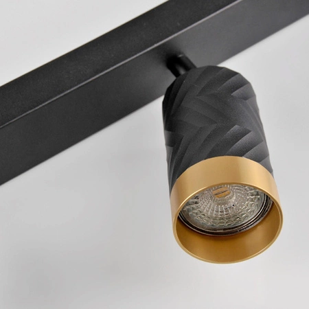Oprawa Ścienno-Sufitowa Reflektor Punktowy 6x GU10 Czarna Złota ARRAS Sanico Goldlux