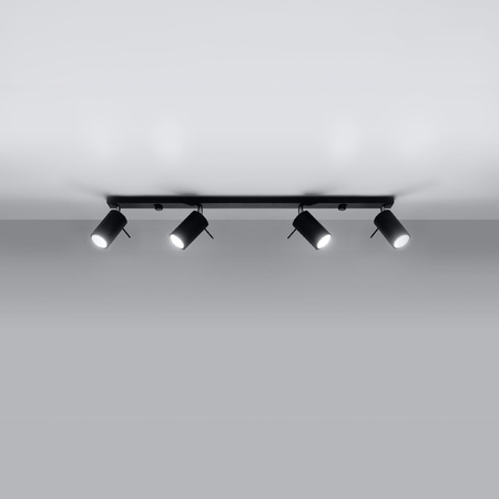 Lampa Sufitowa Oprawa Natynkowa SPOT TUBA Reflektor 4x GU10 Ruchoma Tubularna Czarna Nowoczesna Ring Sollux