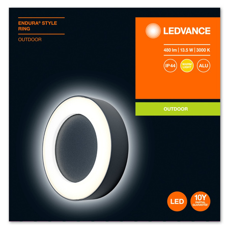 Kinkiet ścienny lampa elewacyjna oprawa zewnętrzna 13W 480lm 3000K Endura Style Ring LEDVANCE