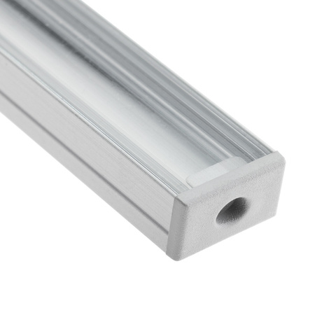 Profil Aluminiowy Anodowany do LED KM35 Srebrny Natynkowy 1m + Przesłona przeźroczysta + Zaślepki