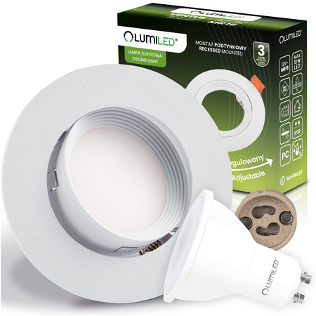 Zestaw Oprawa Halogenowa Podtynkowa VENTUS Biała Okrągła + Żarówka LED GU10 6W Ciepła 120° Lumiled