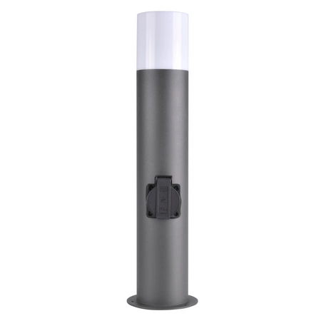 Lampa Ogrodowa LED Słupek E27 TUBA Grafit 44cm + Gniazdo zasilające 230V IP44 DALLAS Goldlux