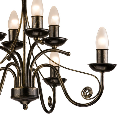 Lampa Wisząca Sufitowa DONATO 8xE14 Żyrandol Czarna Klasyczna LM-8.29 Lamkur