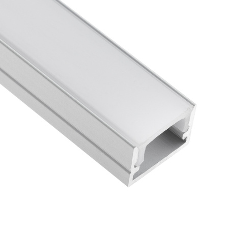 Profil Aluminiowy Anodowany do LED KM33 Srebrny Natynkowy 2m + Przesłona mleczna + Zaślepki