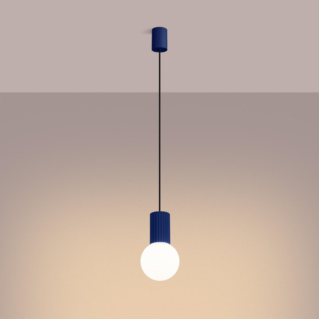 Lampa Wisząca Zwis G9 Okrągła Granatowa Nowoczesna Matowa Halo Sollux