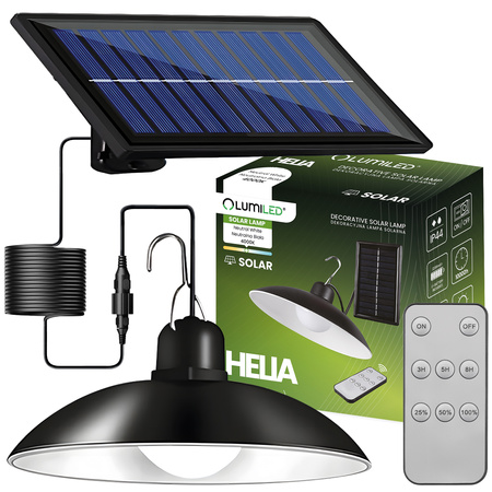 Lampa Solarna LED Zewnętrzna Ogrodowa 4000K IP44 + Pilot HELIA LUMILED