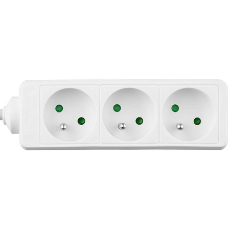 Przedłużacz Sieciowy Wtyk - 3x Gniazdo z Uziemieniem Listwa Zasilająca 5m 3x1,5mm 16A Biały