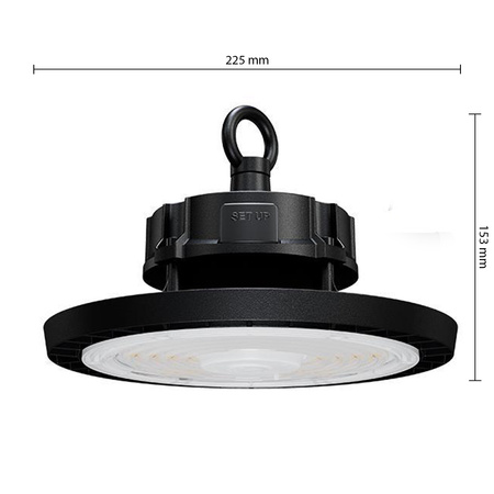 Lampa LED Przemysłowa High Bay 100W 15000lm 5000 Zimna 90° Ściemnialna Czarny IP65 Masterled