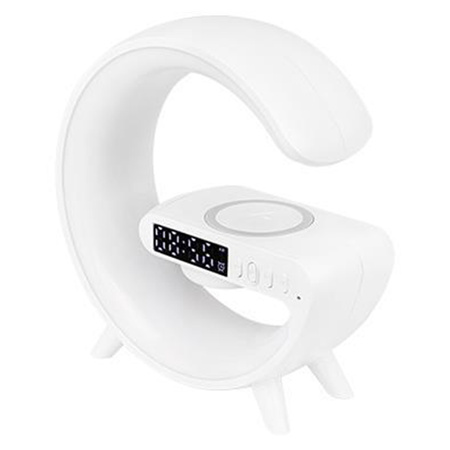 Lampka Biurkowa Stołowa LED 3W 420lm RGB Akumulatorowa Gamingowa Ładowarka Indukcyjna Głośnik BlueTooth Włącznik On/Off Biała Masterled