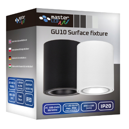 Oprawa Natynkowa Halogenowa Tuba Reflektor Spot GU10 Okrągła Czarna Masterled