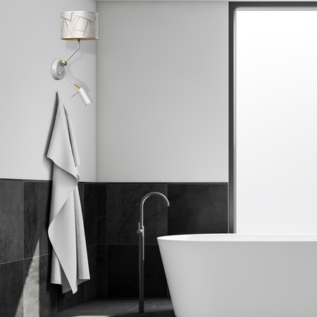 Lampa Ścienna Kinkiet ZIGGY Biała Złota 1xE27 + 1x mini GU10 Milagro