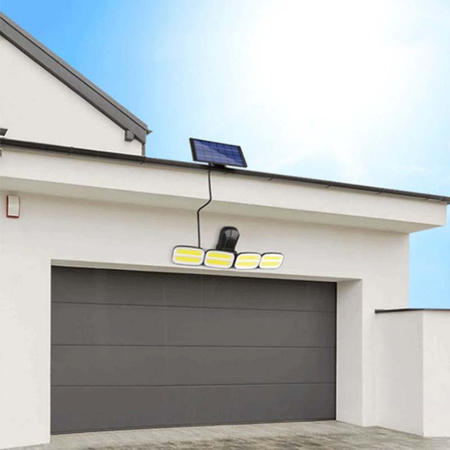 Naświetlacz solarny lampa 4x COB LED 20W 800lm Zimna czujnik ruchu IP65 + Pilot