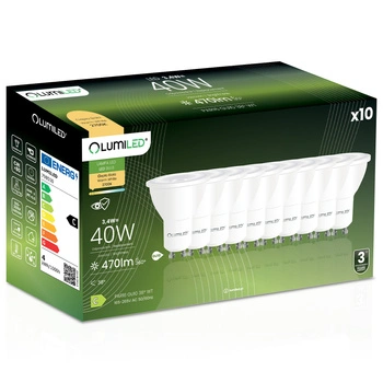10x Żarówka LED GU10 Reflektor PAR16 3,4W = 40W 470LM 2700K Ciepła 38° LUMILED