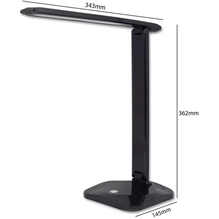 Lampka Biurkowa Nocna LED 9W CCT 3in1 3500-6500K Szkolna USB Czarna