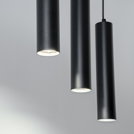 Lampa Wisząca Sufitowa Zwis 29cm Reflektor 3x GU10 LED SOPLO Czarny LUMILED