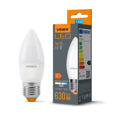 Żarówka LED E27 C37 Świeczka 7W = 50W 630lm 4000K Neutralna 220° Videx