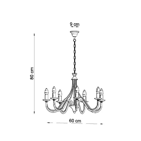 Lampa Sufitowa Wisząca Żyrandol 7x E14 Żyrandol Nieregularna Czarna Nowoczesna Minerwa Sollux