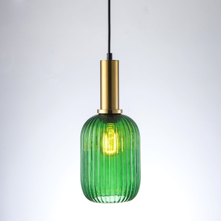 Lampa Sufitowa Wisząca Zwis Dekoracyjna E27 Zielony Złota Suffolk Sanico Goldlux