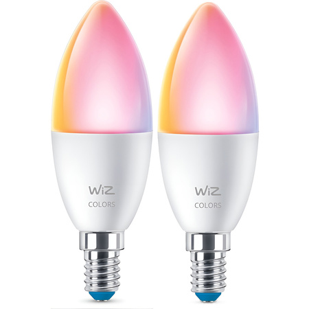 2x Żarówka LED E14 Świeczka C37 4.9W = 40W 470lm 2200-6500K RGB + TW Inteligentna SMART WiFi Bluetooth Aplikacja WiZ
