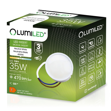 10x Moduł LED INSERT 5W 470lm 120° 4000K Neutralna LUMILED
