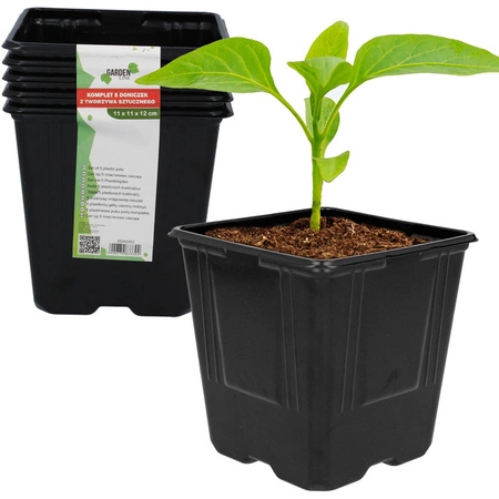 Zestaw 5x Doniczka Produkcyjna do Rozsady Pikowania Wysiewu Nasion Warzyw  11x11x12 cm