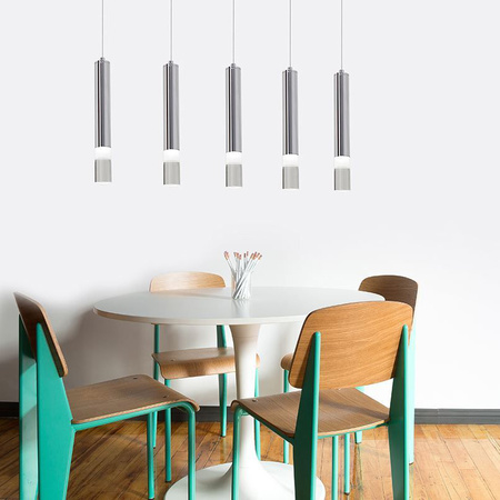 Lampa wisząca Tuba Zwis Chrom ICE 25W LED IP20 Metal i akryl Milagro