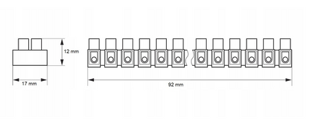 Złączka zaciskowa 12-TOROWA 2.5 mm Gwintowana LISTWA INSTALACYJNA Pawbol