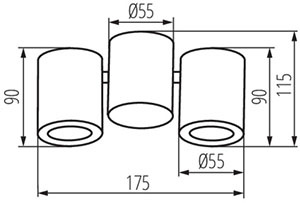 Oprawa Natynkowa Halogenowa SPOT TUBA Ruchoma 2xGU10 Czarna BLURRO Kanlux