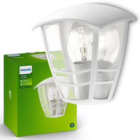 Kinkiet Ogrodowy Lampa Elewacyjna Zewnętrzna LATARNIA E27 IP44 Biała Creek Philips