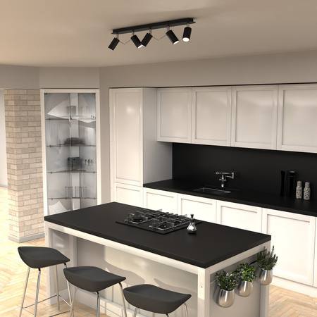 Lampa Sufitowa PRESTON Czarna Chrom 5x mini GU10 Milagro