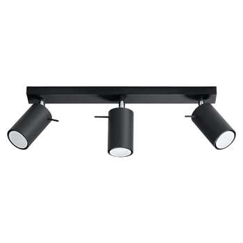 Lampa Sufitowa Oprawa Natynkowa SPOT TUBA Reflektor 3x GU10 Tubularna Czarna Nowoczesna Ring Sollux