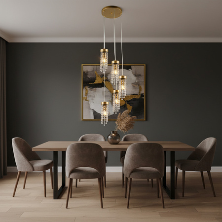 Lampa Sufitowa Wisząca Zwis 5x E27 Zlots Gea Sanico Goldlux