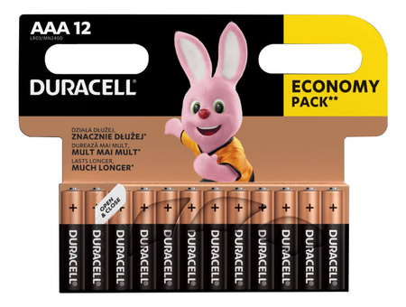 Baterie Alkaliczne Duracell Basic AAA LR03 Blister 12szt