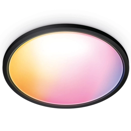 Plafon LED Lampa Sufitowa Natynkowa 22W 2600lm 2700-6500K RGB + TW 42.3cm Czarna Okrągła Inteligentna SMART WiFi Bluetooth Aplikacja Superslim WiZ