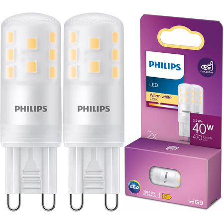 2x Żarówka LED G9 Kapsułka 3.7W = 40W 470lm 2700K Ciepła 320° Philips