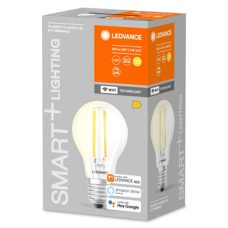 Żarówka LED E27 A60 6W 806lm 2700K Ciepła SMART+ WiFi Filament Ściemnialna Classic LEDVANCE