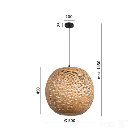 Lampa Wisząca Dekoracyjna Zwis Bambusowa E27 Boho Bitavia Kobi